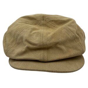 WILSON Leather Maxima Genuine Leather Beige Newsboy Cab Taxi Cap L/XL